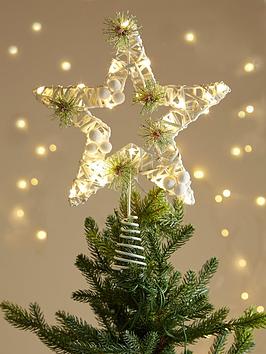 Product photograph of Very Home Pre Lit White Star Christmas Tree Topper from very.co.uk