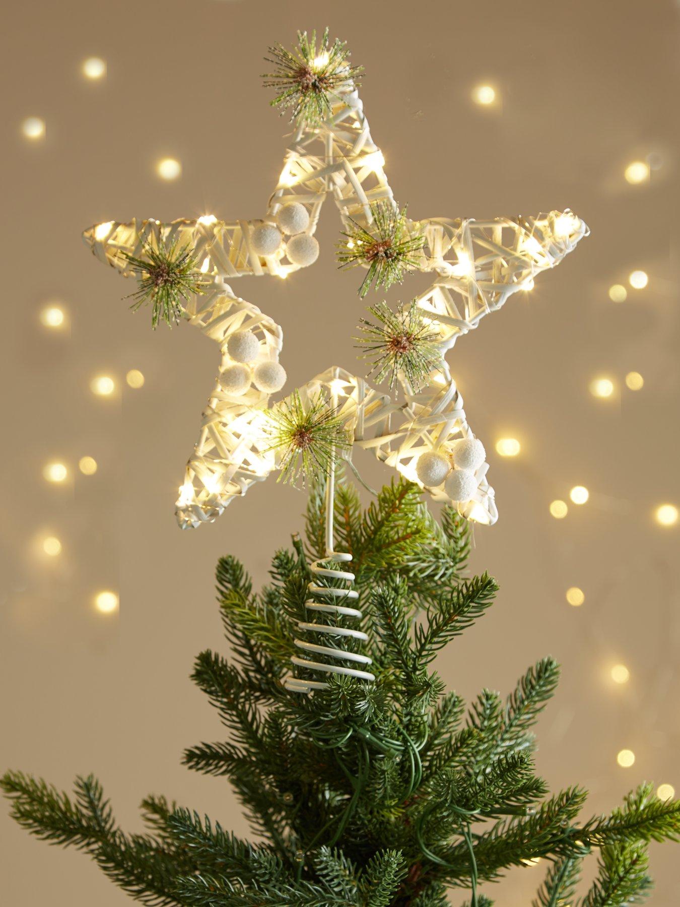 Bright white star christmas tree lights