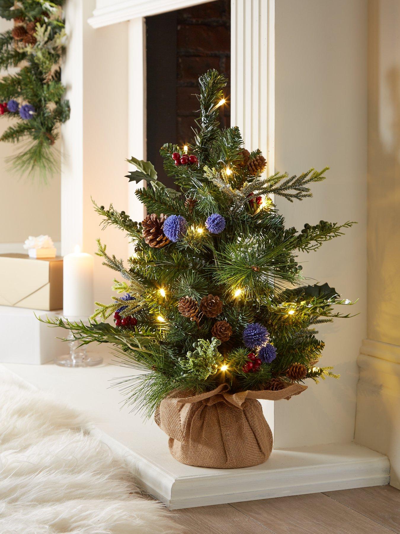 Very Home Blue Thistle Table-Top Pre-Lit Christmas Tree | very.co.uk