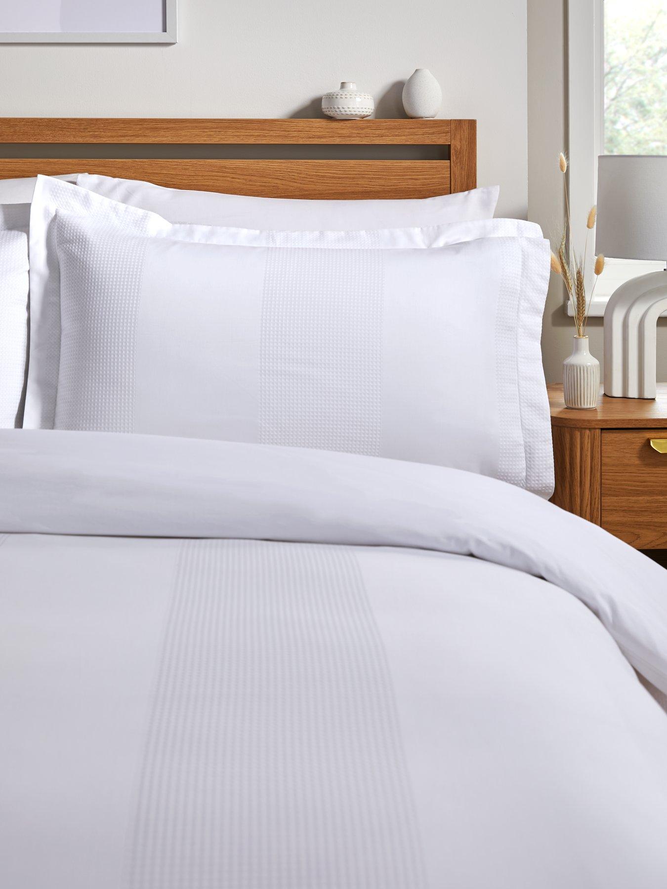 Image 3 of 5 of The Very Collection Waffle Stripe Duvet Cover Set - White