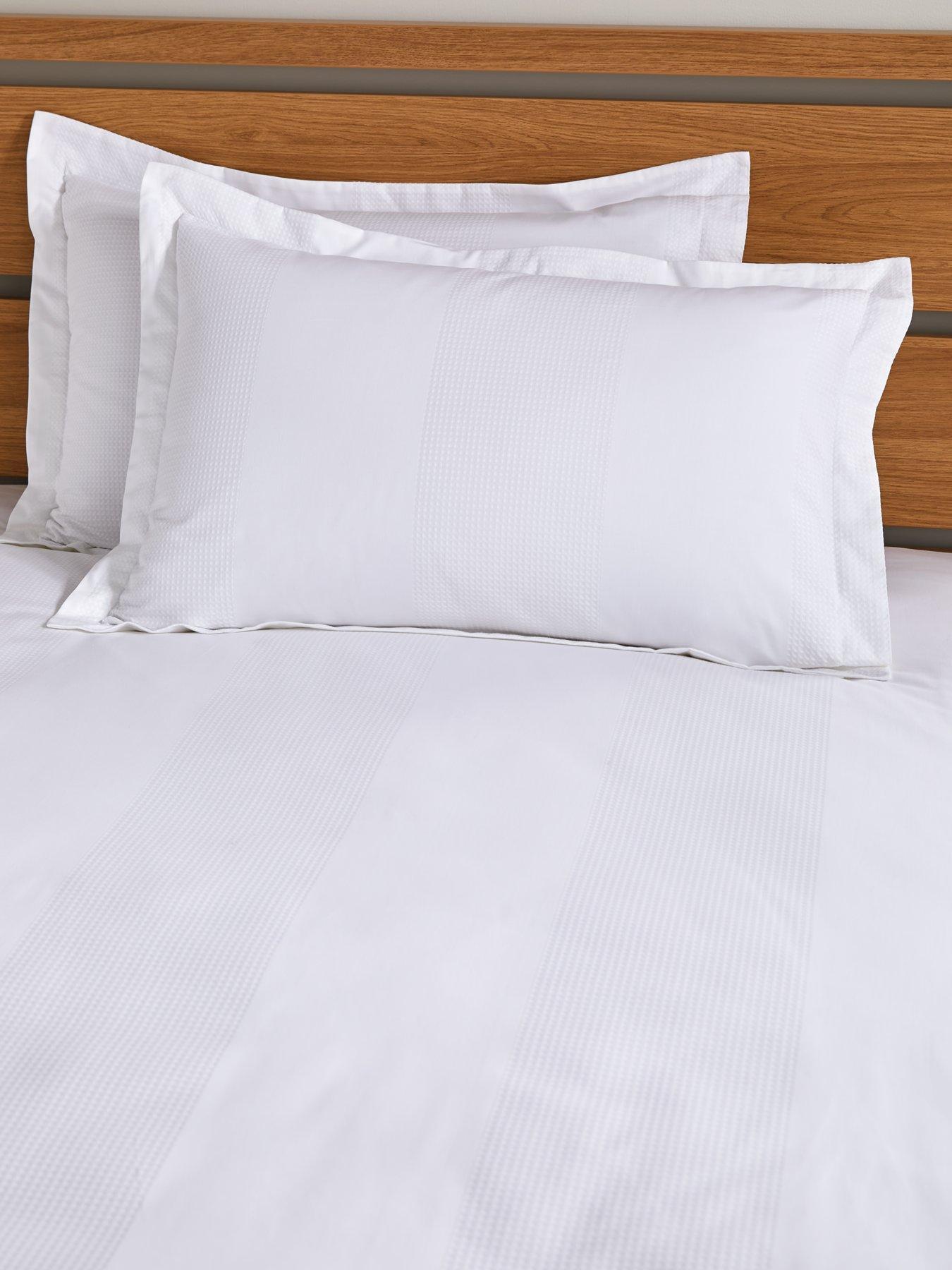 Image 5 of 5 of The Very Collection Waffle Stripe Duvet Cover Set - White