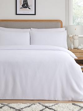 Product photograph of Very Home Waffle Duvet Cover Set - White from very.co.uk