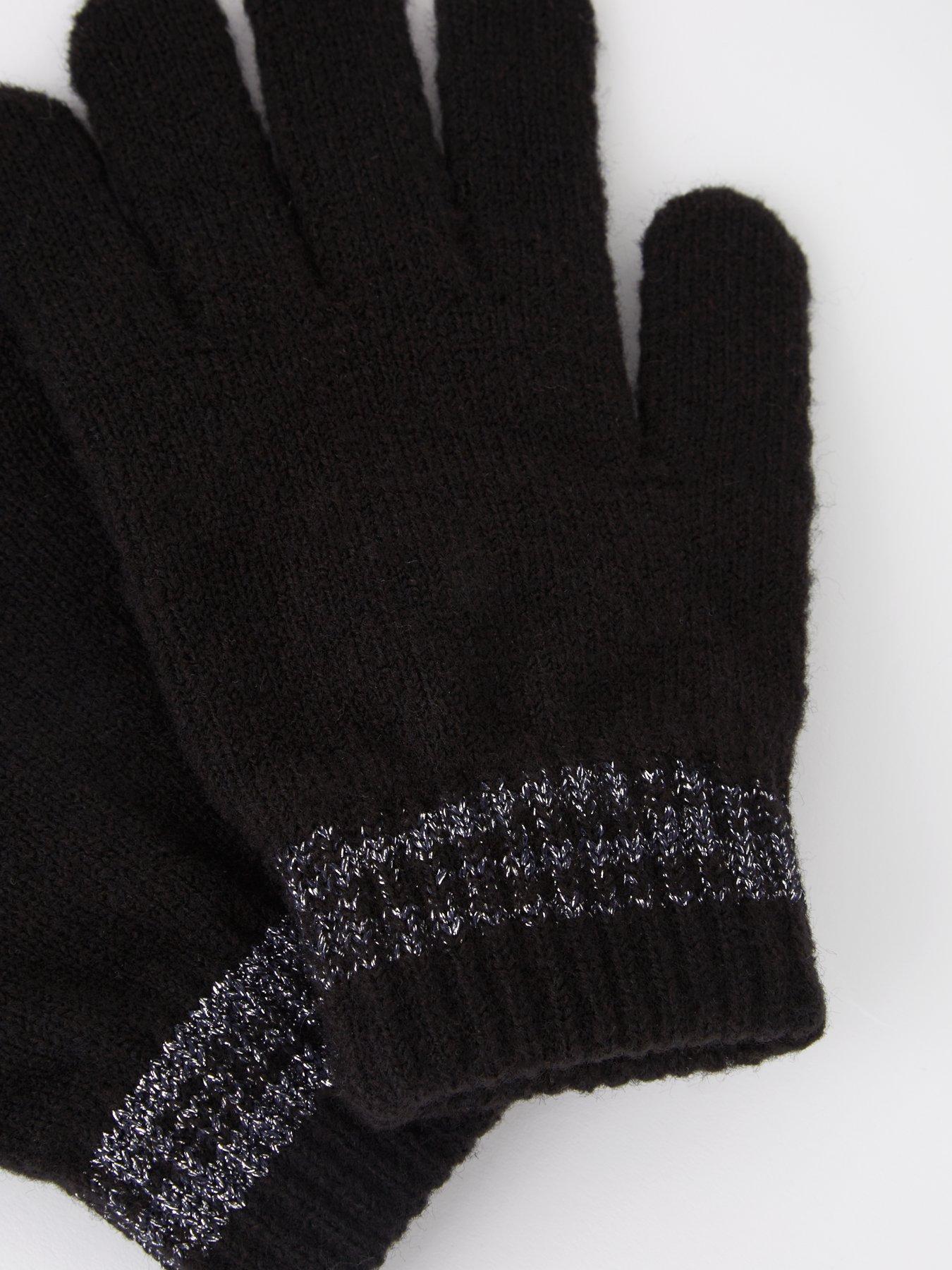 V by Very Older Girls Knitted Beanie Bobble Hat, Gloves and Scarf Set