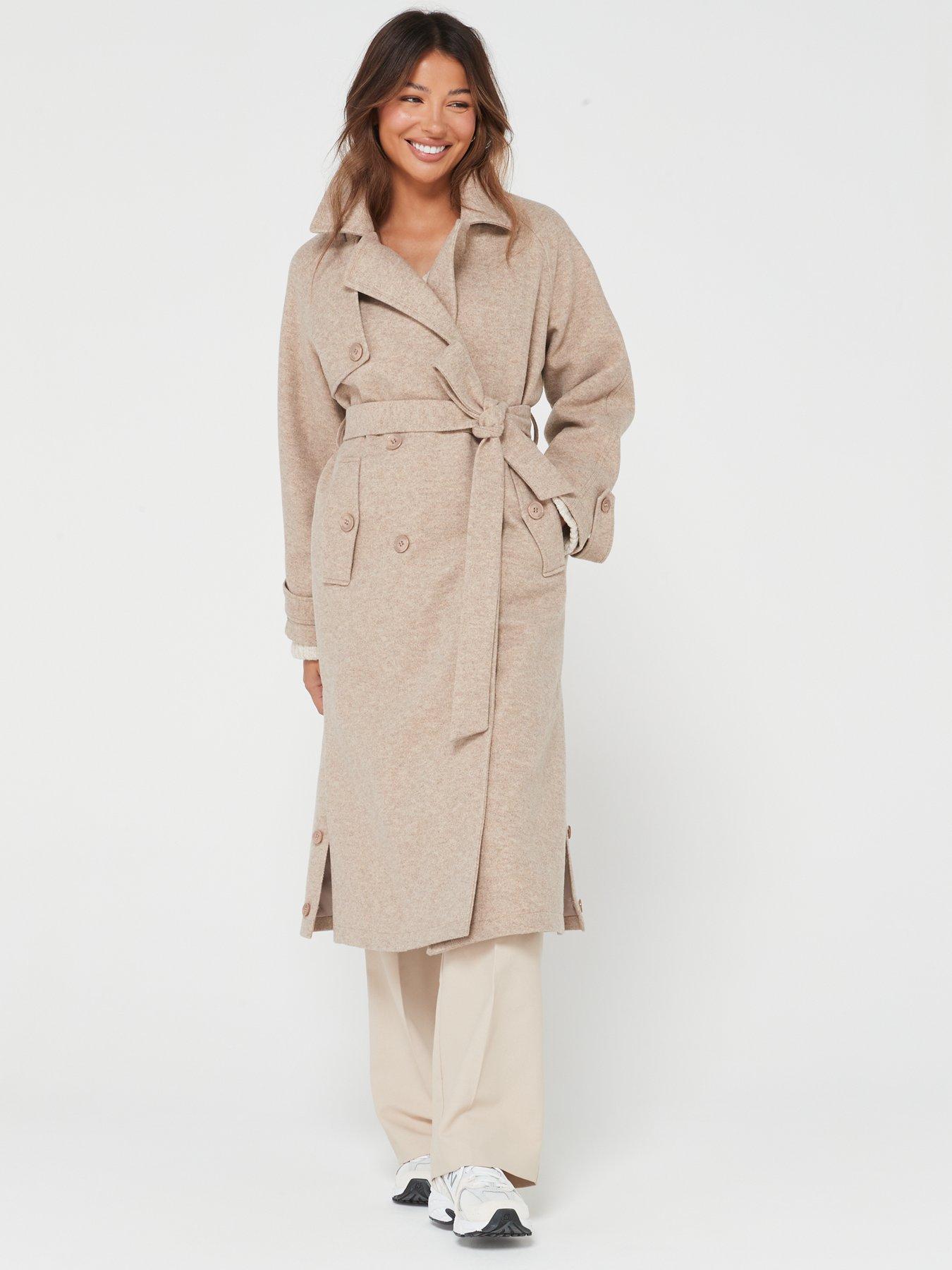 Faux Wool Trench Coat