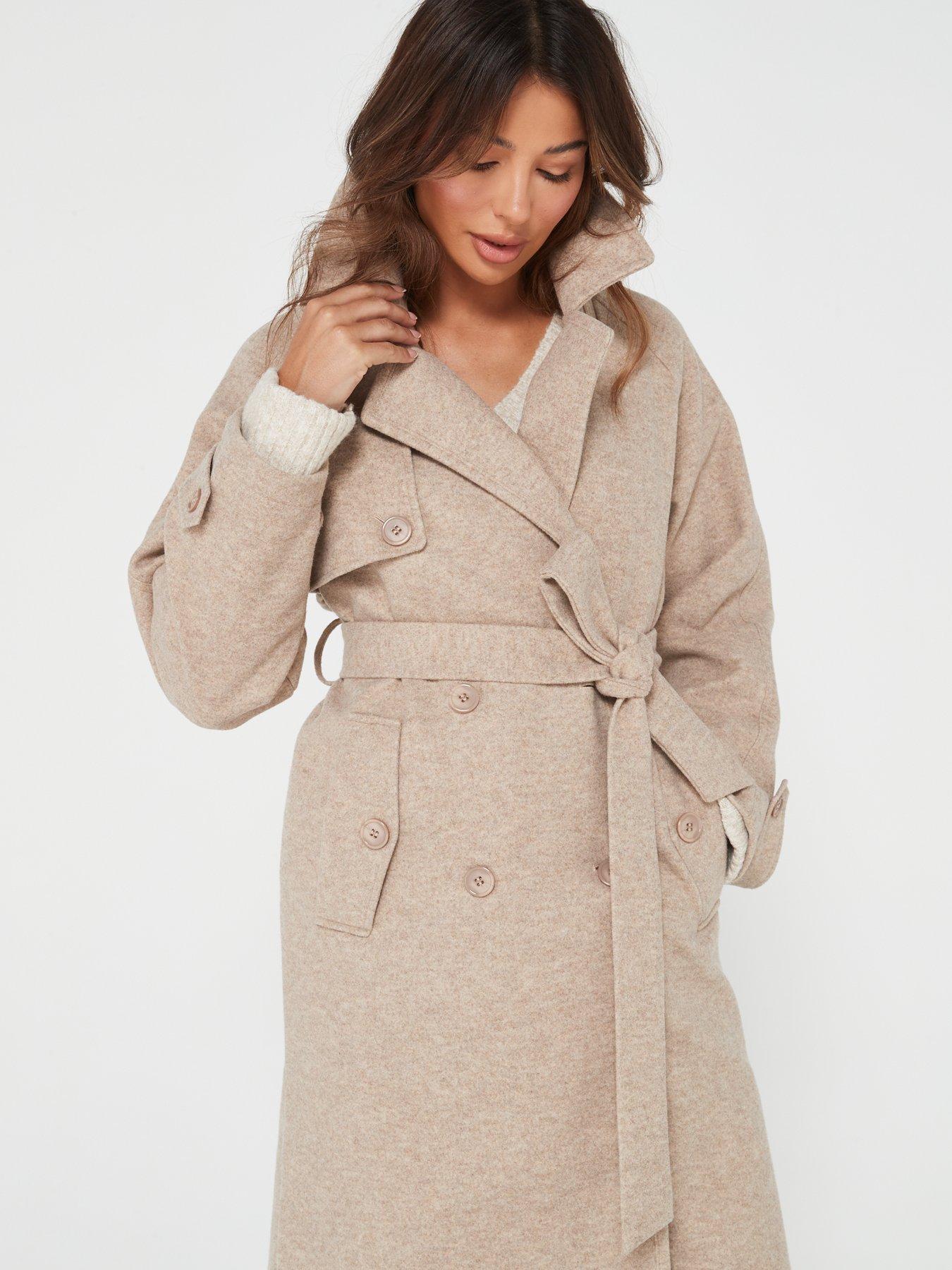 Faux Wool Trench Coat