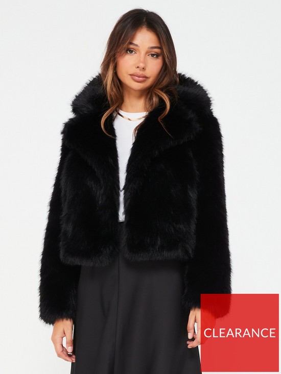 front image of v-by-very-faux-fur-short-jacket-black