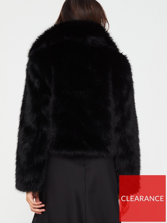 stillFront image of v-by-very-faux-fur-short-jacket-black