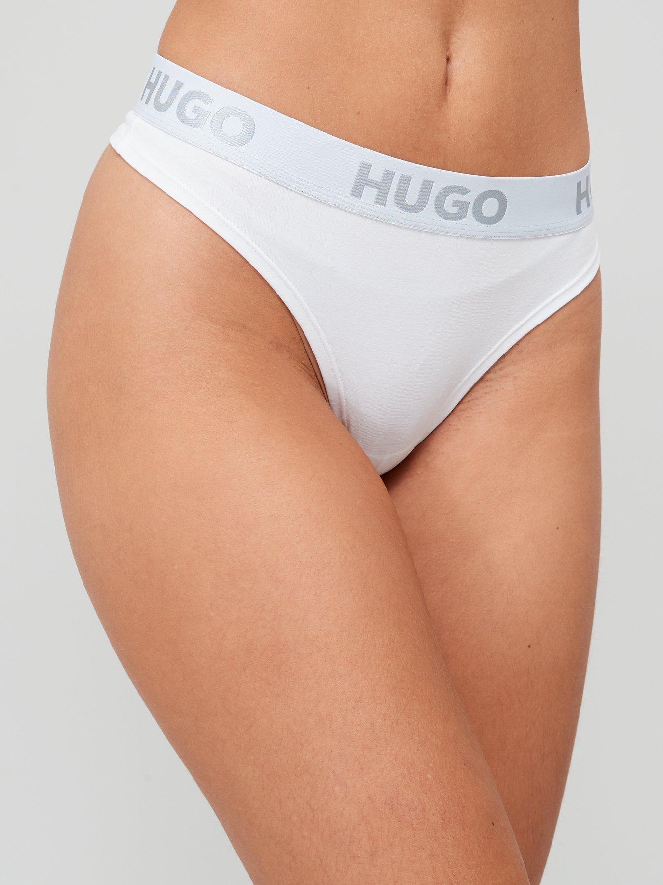 BOSS - Stretch-jersey thong with logo waistband