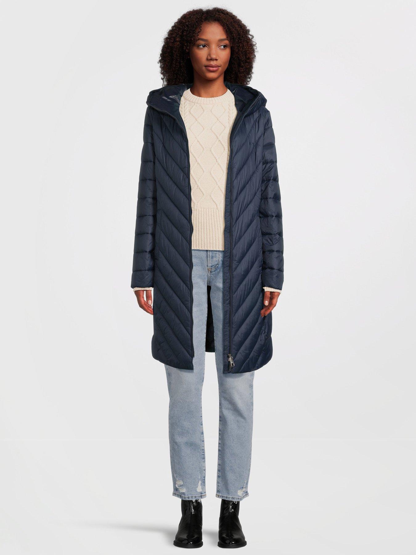 Navy padded best sale longline coat