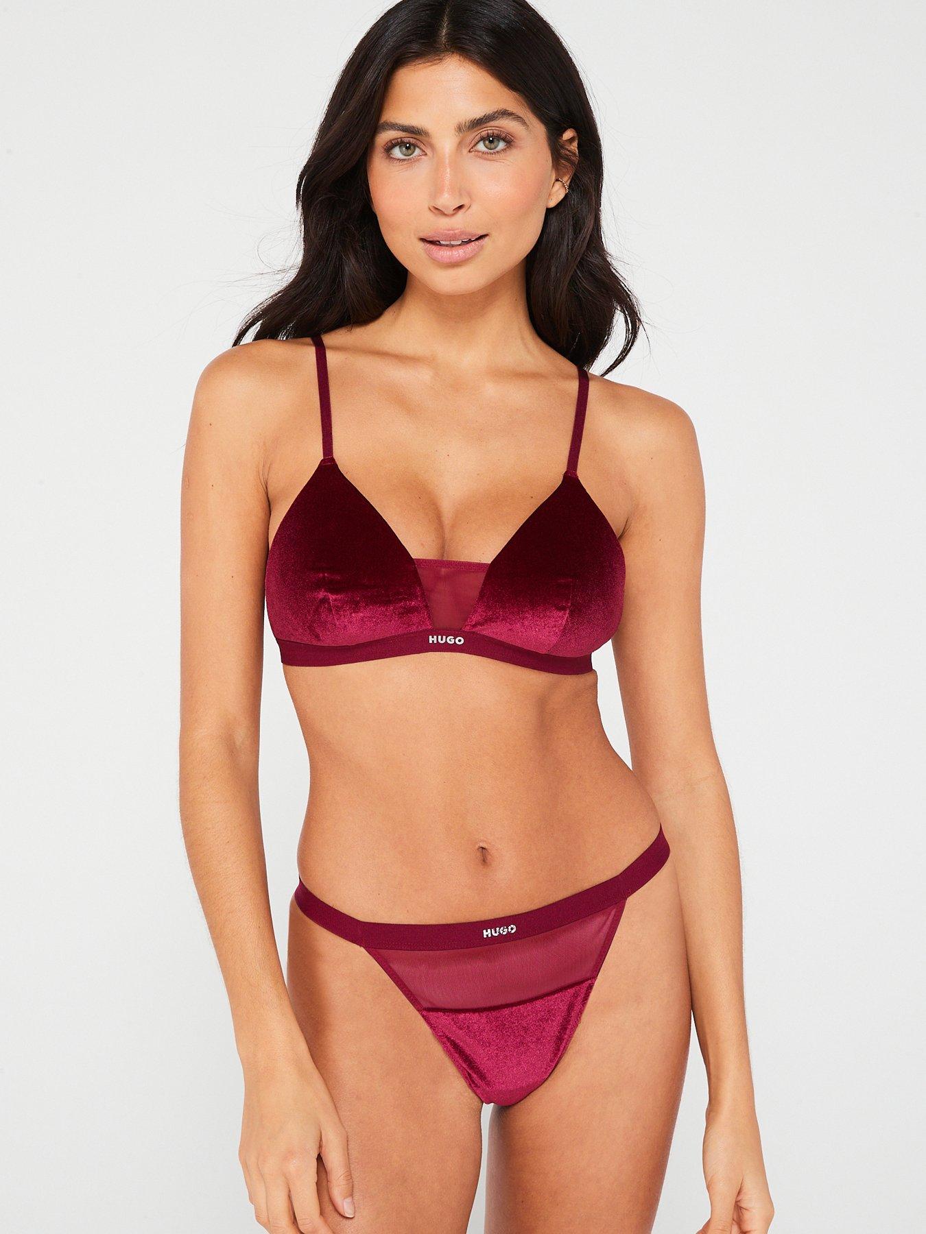 RED Velvet Triangle Padded Bralette Red