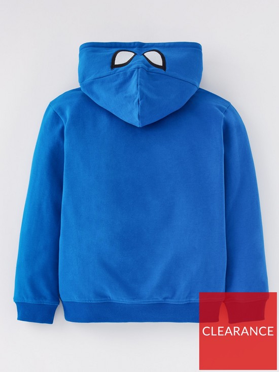 back image of spiderman-foil-print-hoodie-blue