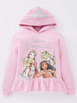 disney princess glitter print hood detail hoodie - pink
