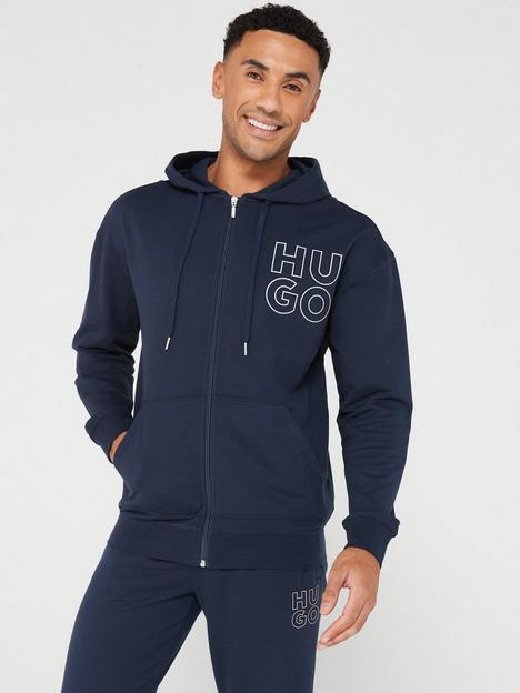 hugo-bodywear-stacked-logo-zip-through-hoodie-dark-blue