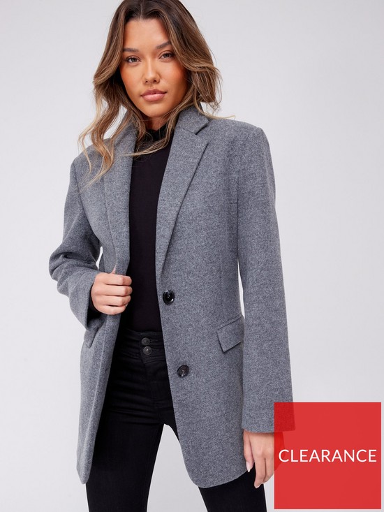 front image of v-by-very-longline-blazer-coat-with-shoulder-pad-grey