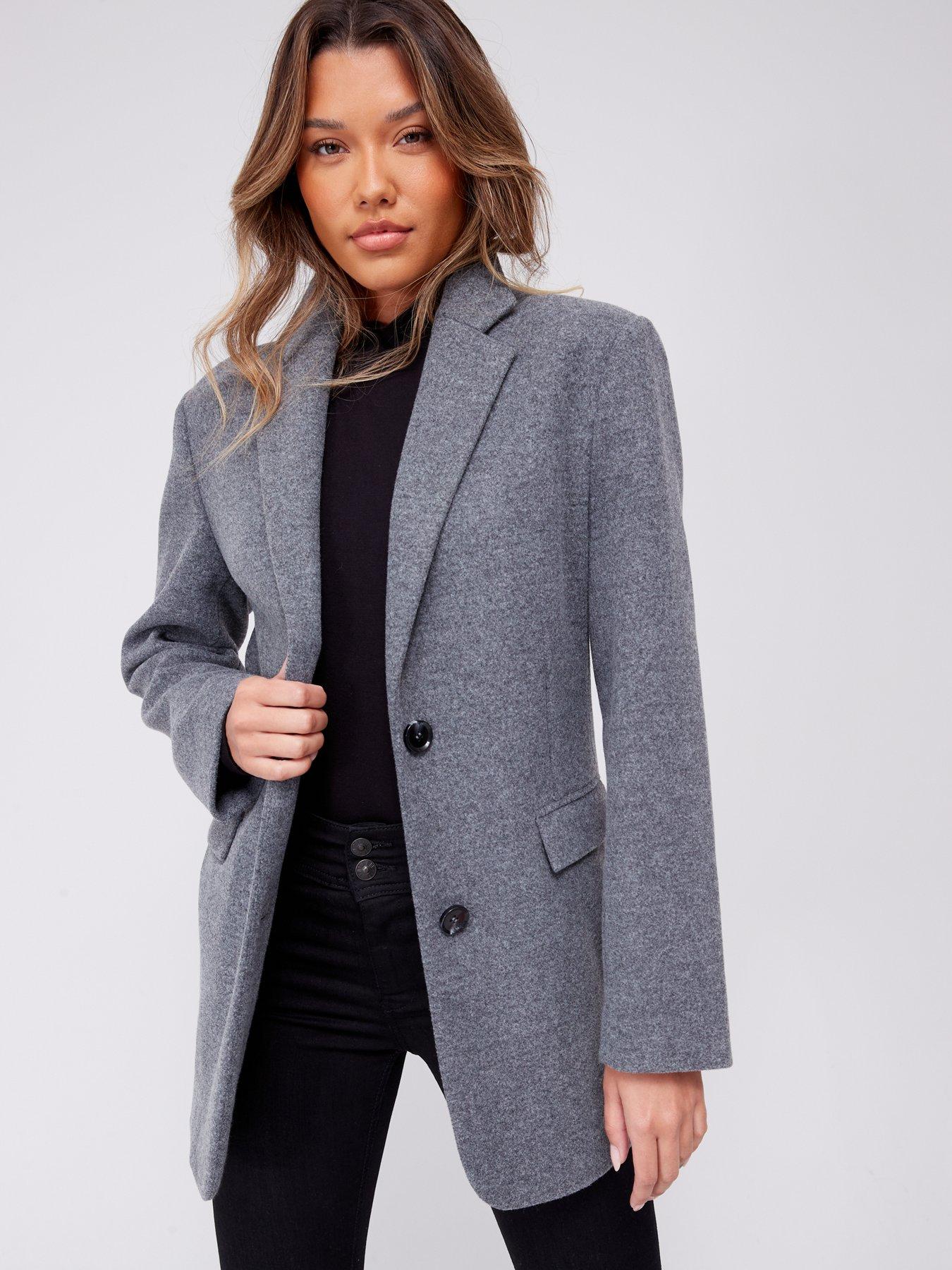 Grey blazer hotsell coat womens