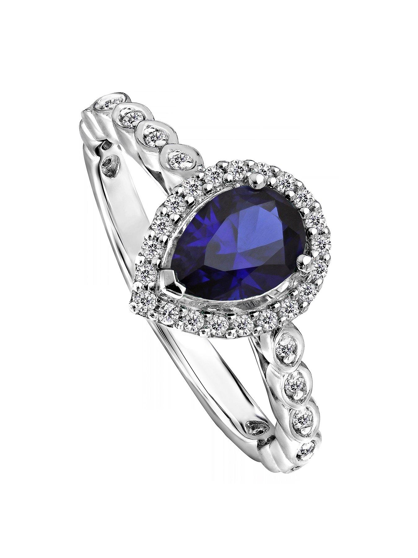 Product photograph of Created Brilliance Lyra 18ct White Gold Created Sapphire Amp 0 18ct Lab Grown Diamond Ring from very.co.uk