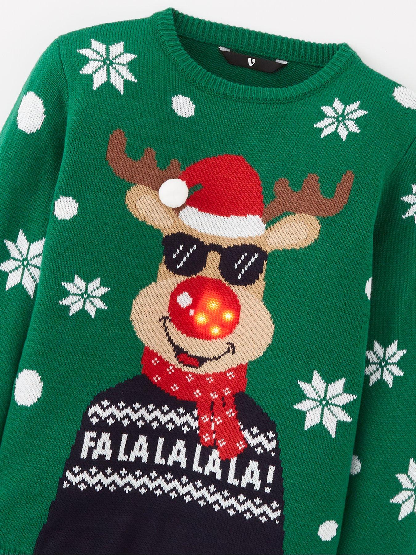 Boys Rudolph Christmas Jumper with Lights and Music Multi