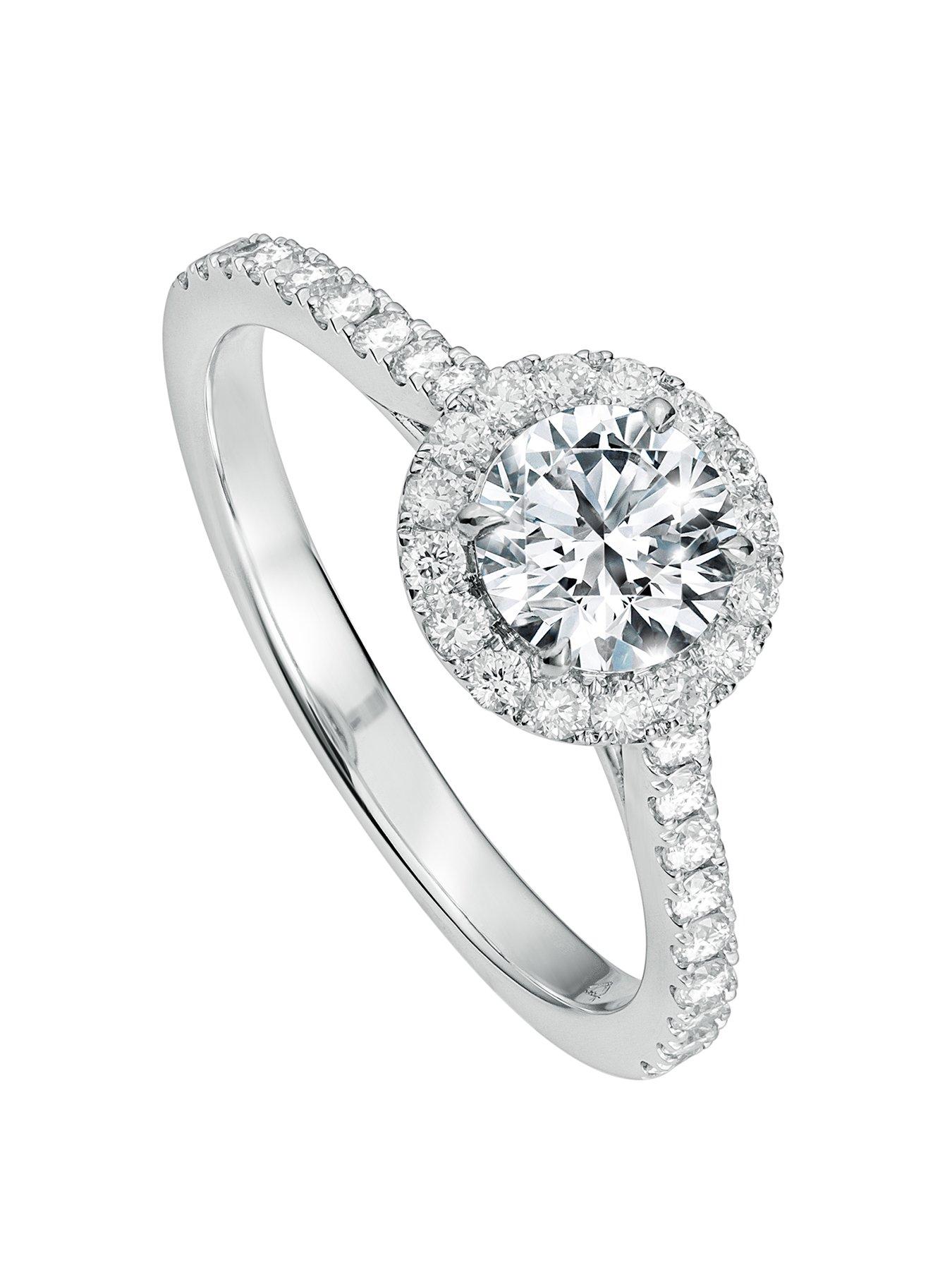 Product photograph of Created Brilliance Evelyn 18ct White Gold 1ct Lab Grown Diamond Halo Engagement Ring from very.co.uk