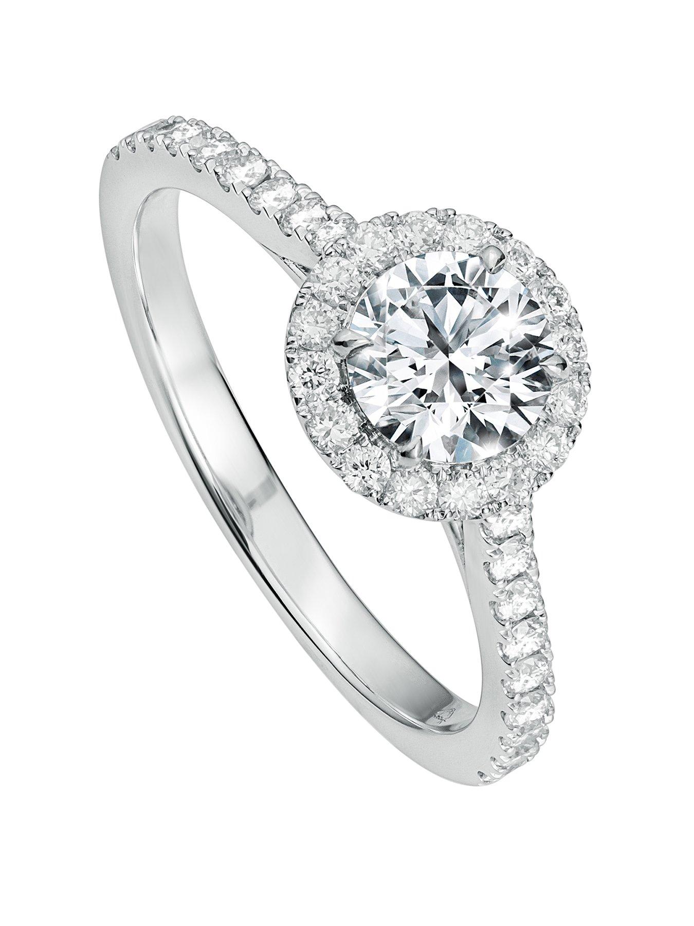 Created Brilliance Evelyn 18ct White Gold 1ct Lab Grown Diamond Halo Engagement Ring