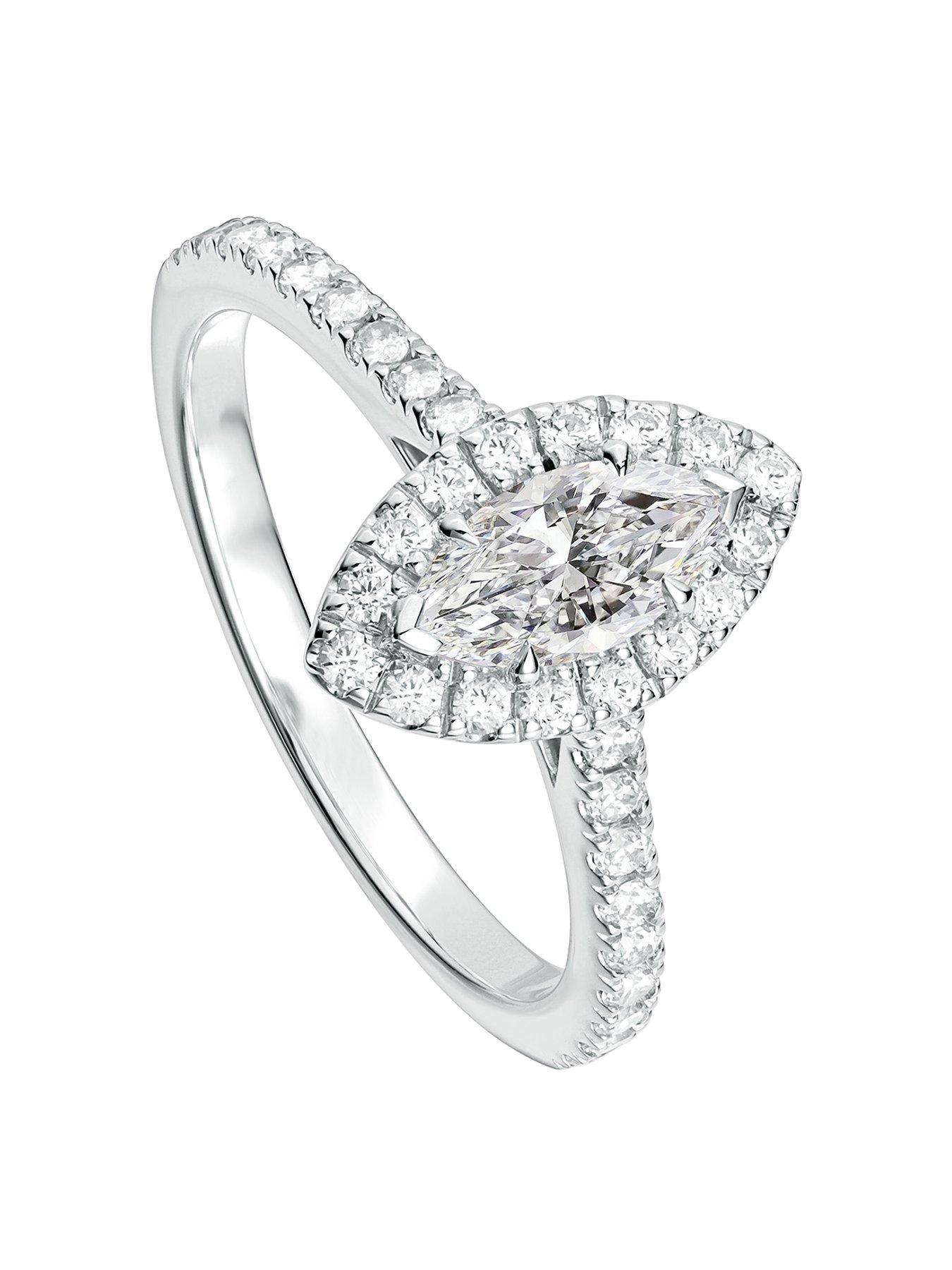 undefined Astra 18ct White Gold 1ct Marquise Lab Grown Diamond Halo Engagement Ring