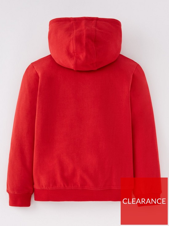 back image of spiderman-face-print-hoodie-red