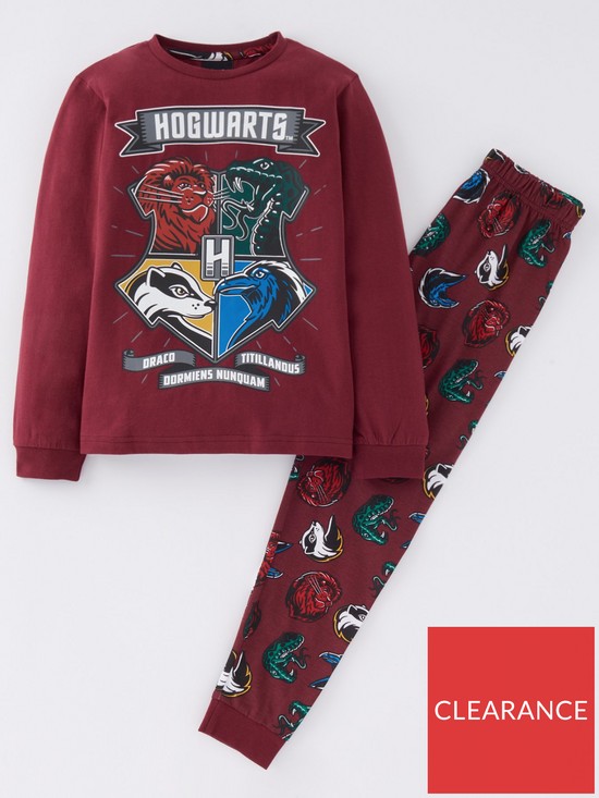 front image of harry-potter-house-crest-long-sleeve-pyjamas-red