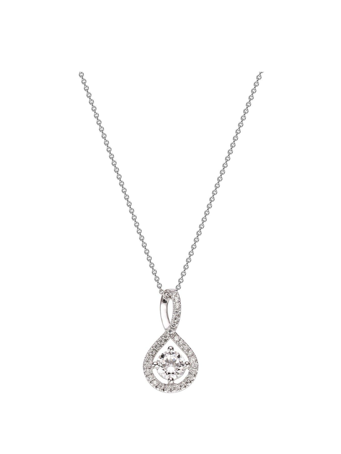 Product photograph of Created Brilliance Kirsty 9ct White Gold 0 33ct Lab Grown Diamond Pendant Necklace from very.co.uk