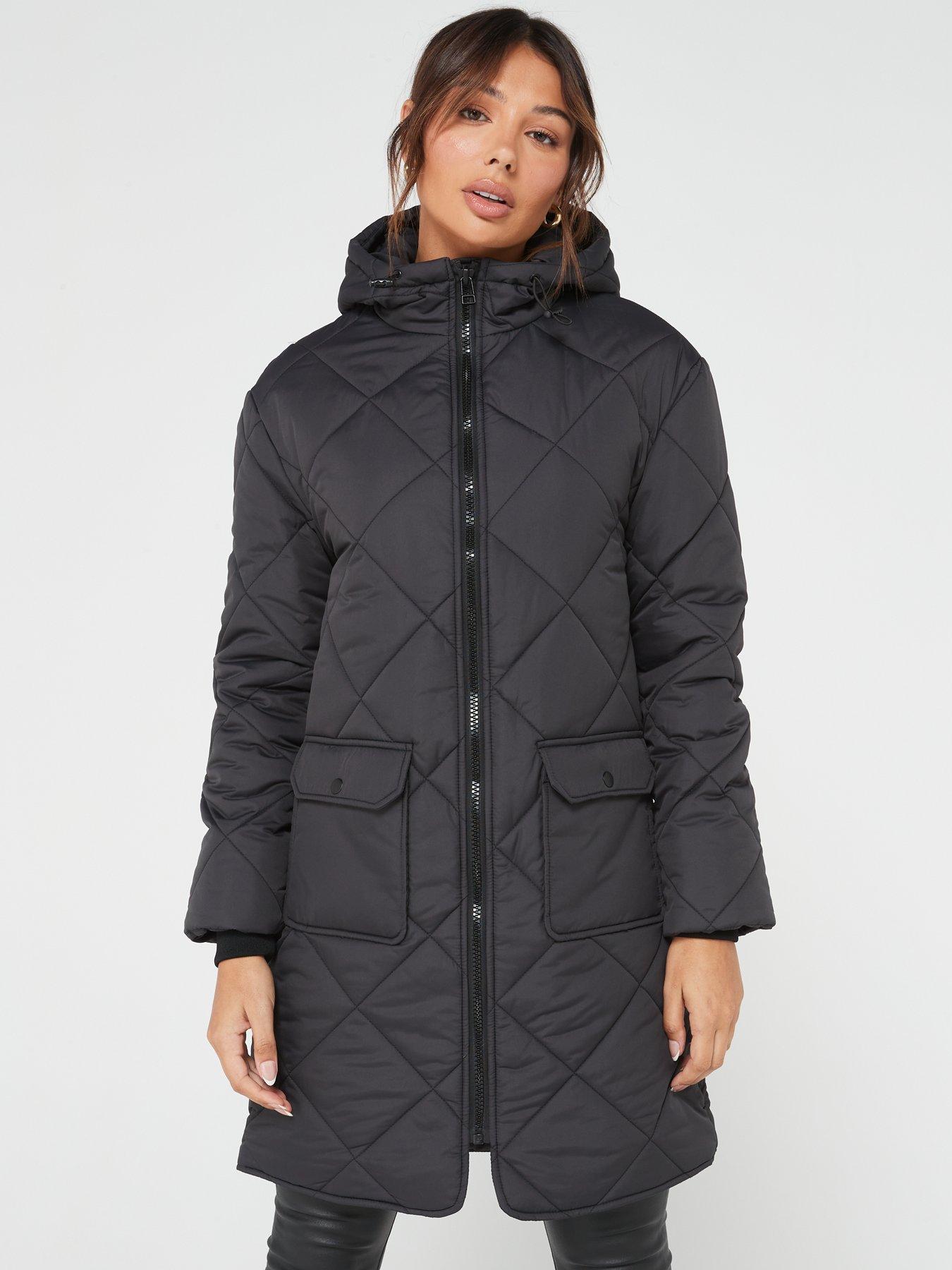 Michelle Keegan Longline Padded Coat (Grey) - Sizes 6, 10, 12 (see