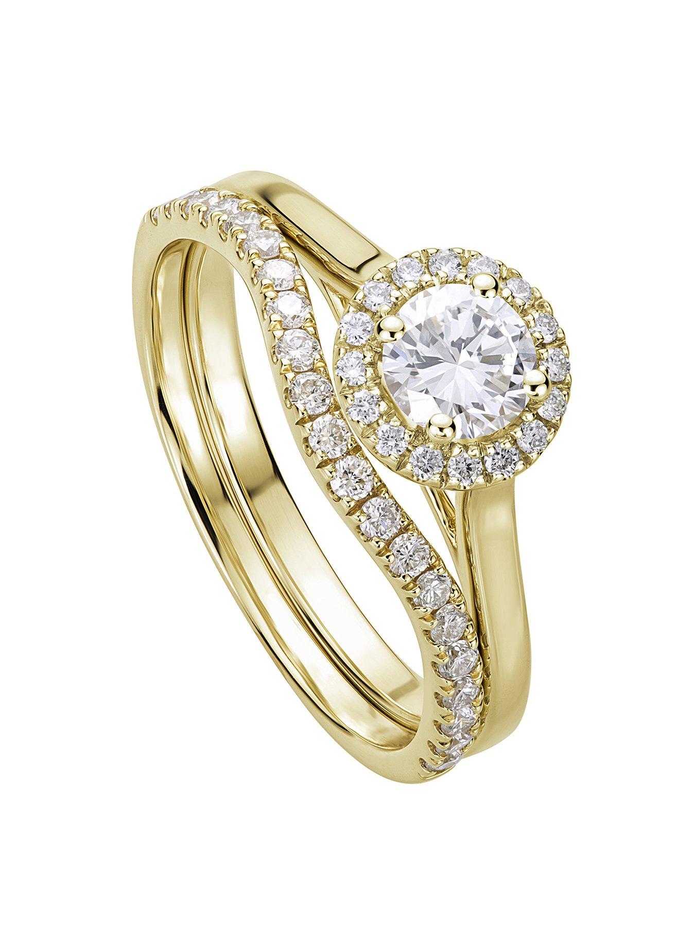 Product photograph of Created Brilliance Ida Amp Layla 9ct Yellow Gold 0 70ct Lab Grown Diamond Ring Bridal Set from very.co.uk