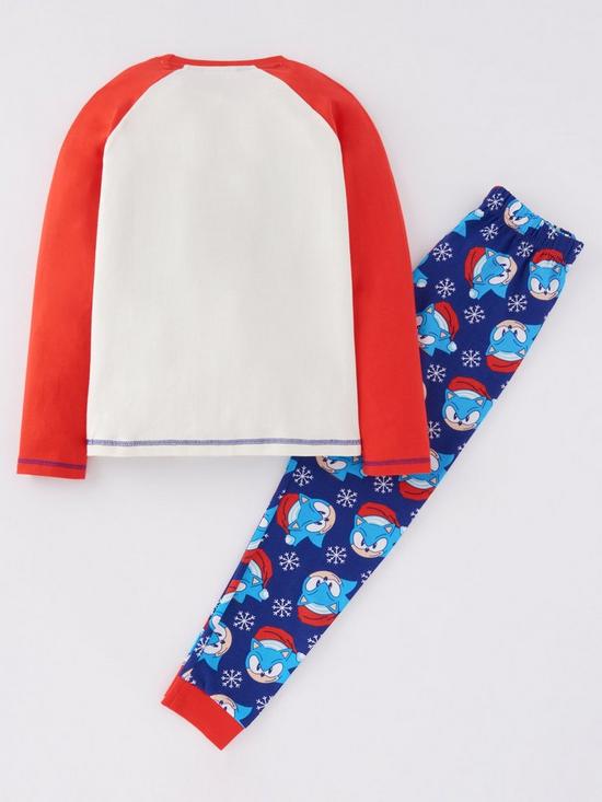 back image of sonic-the-hedgehog-christmas-raglan-pyjamas-red