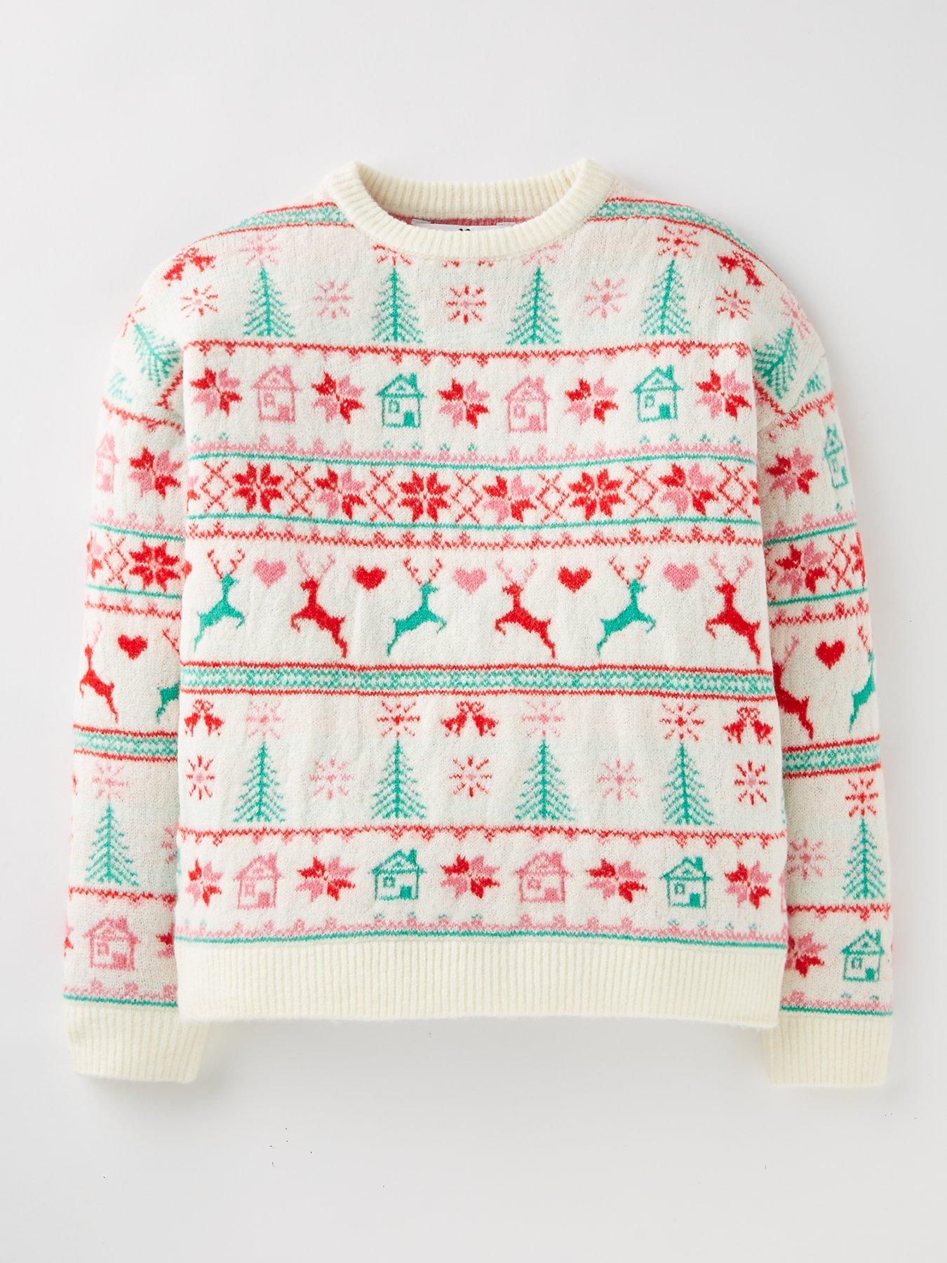 Girls Knitted Fairisle Christmas Jumper Multi