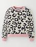  image of v-by-very-girls-mono-leopard-knitted-jumper-multi