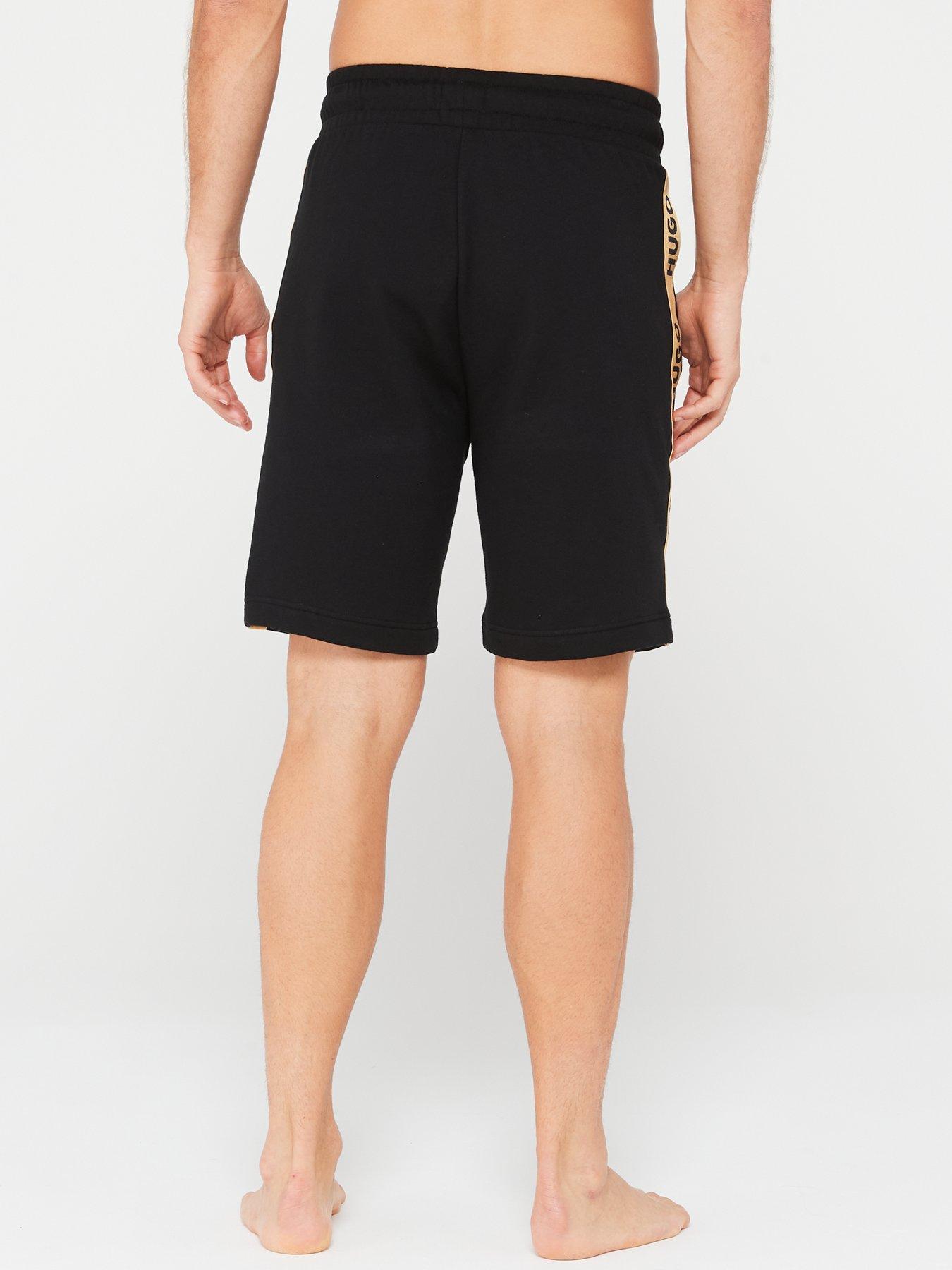 Sporty Tape Logo Lounge Shorts Black Gold