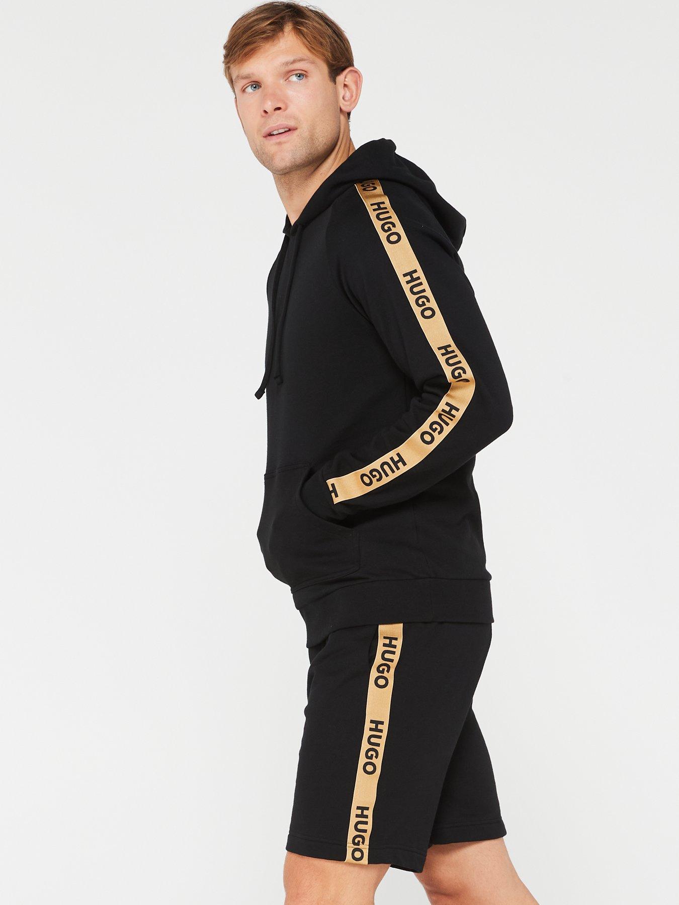 Sporty Tape Logo Lounge Shorts Black Gold