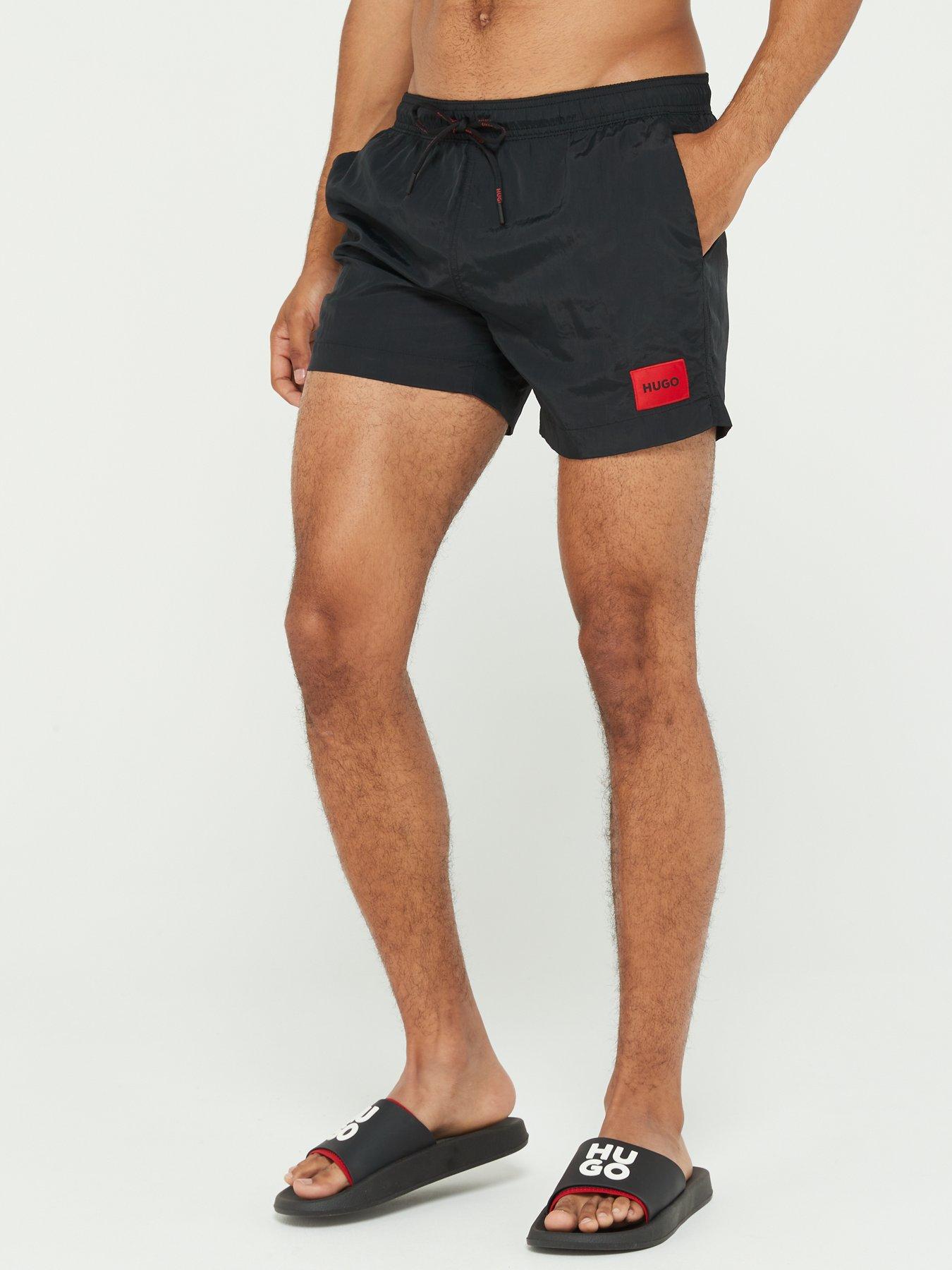 HUGO Dominica Swim Shorts, Black, Size S, Men