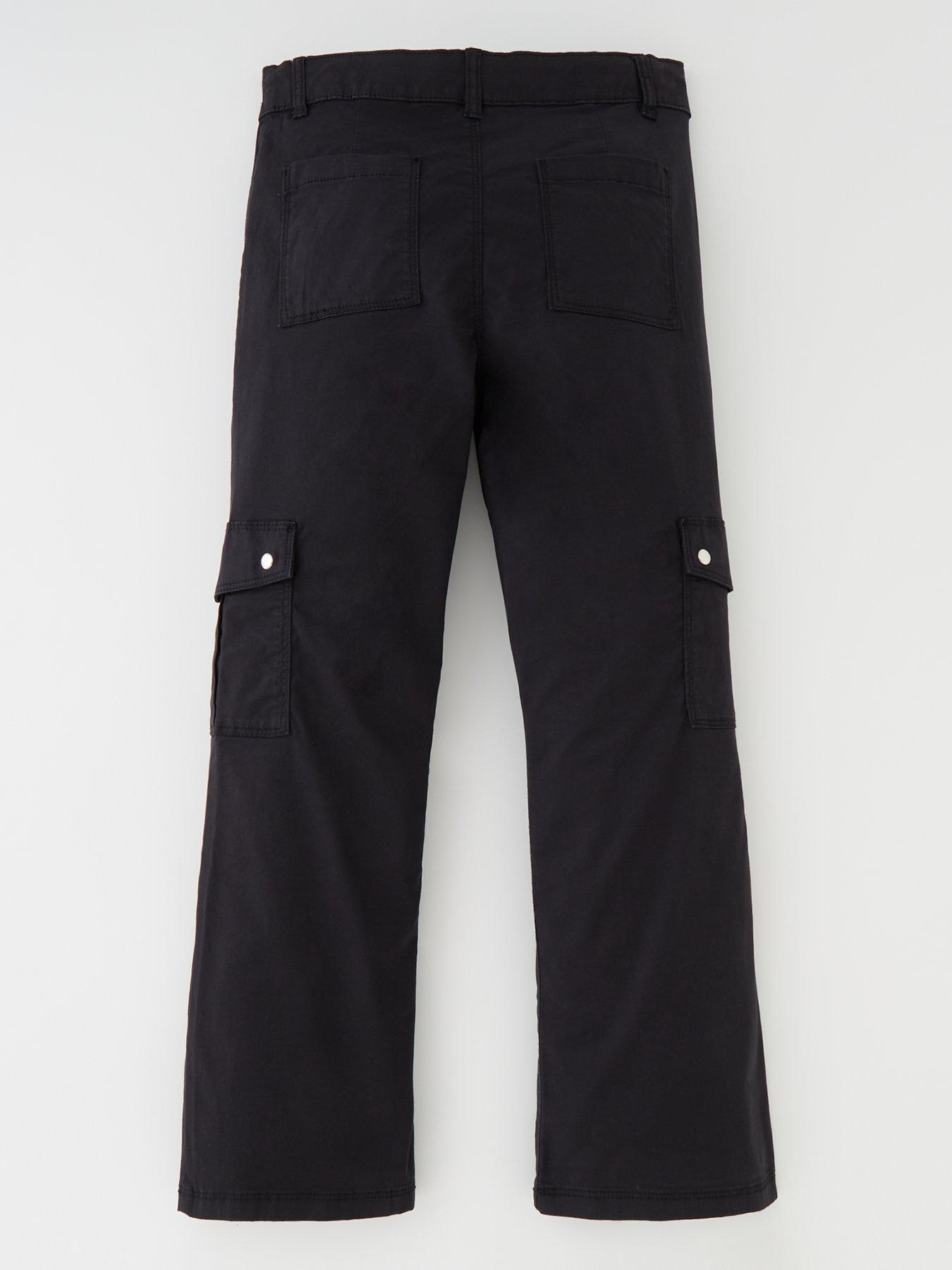 V by Very Girls Cargo Flared Trousers - Black | Very.co.uk