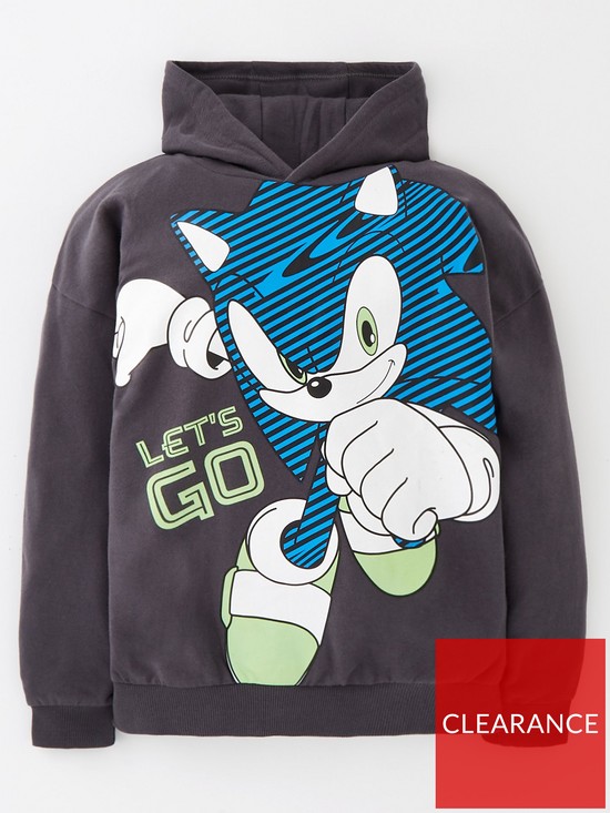 front image of sonic-the-hedgehog-boysnbspneon-print-hoodie-ndash-grey