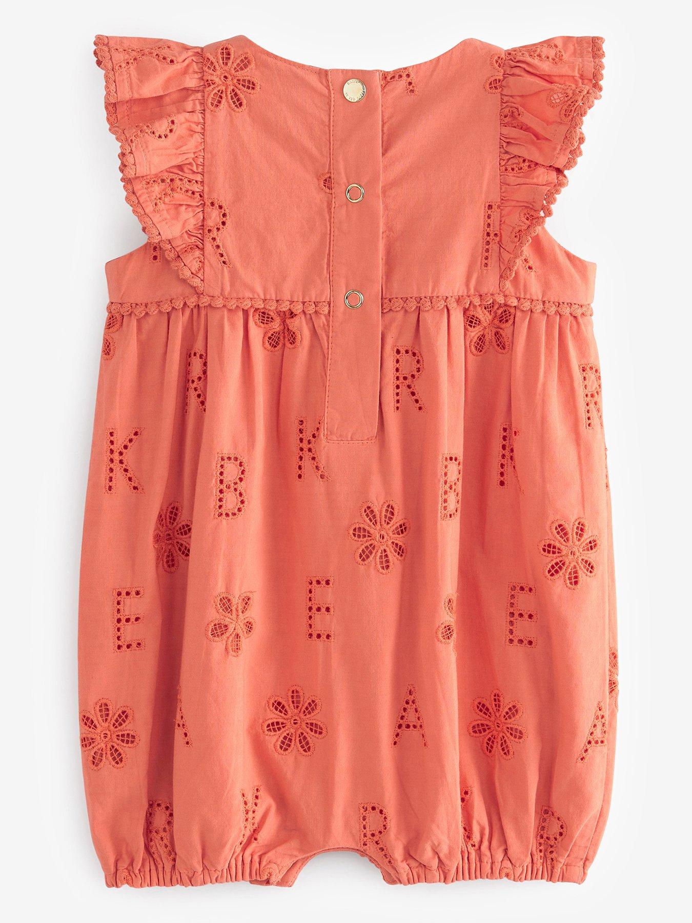 Baker By Ted Baker Baby Girls Brodierie Romper Orange