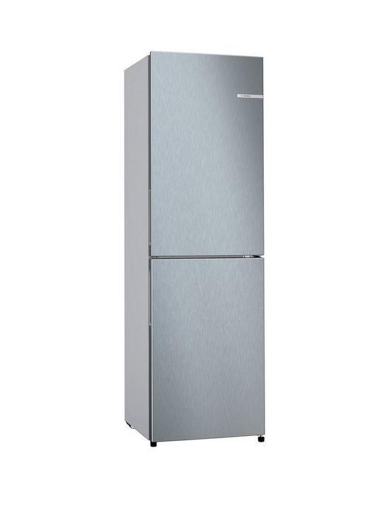 front image of bosch-series-2-kgn27nleag-5050-split-no-frost-55cm-wide-fridge-freezer-stainless-steel