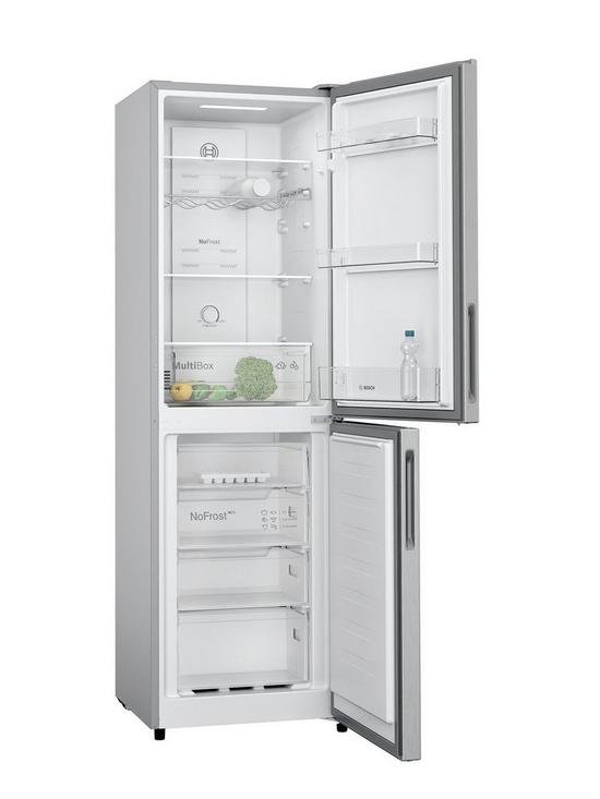 stillFront image of bosch-series-2-kgn27nleag-5050-split-no-frost-55cm-wide-fridge-freezer-stainless-steel