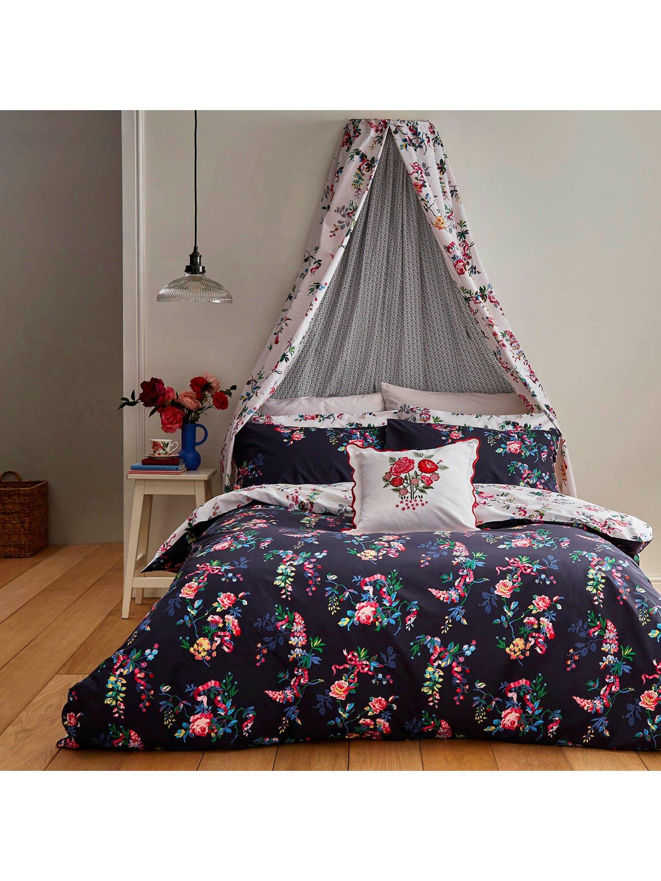 Product photograph of Cath Kidston Ribbon Roses Duvet Cover Set - Navy from very.co.uk
