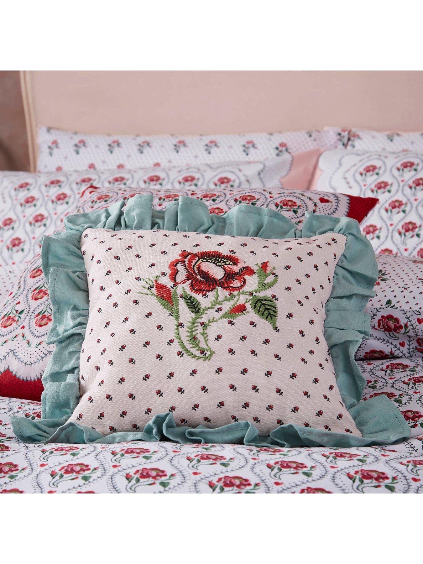 Product photograph of Cath Kidston Embroidered Cherished Cushion from very.co.uk