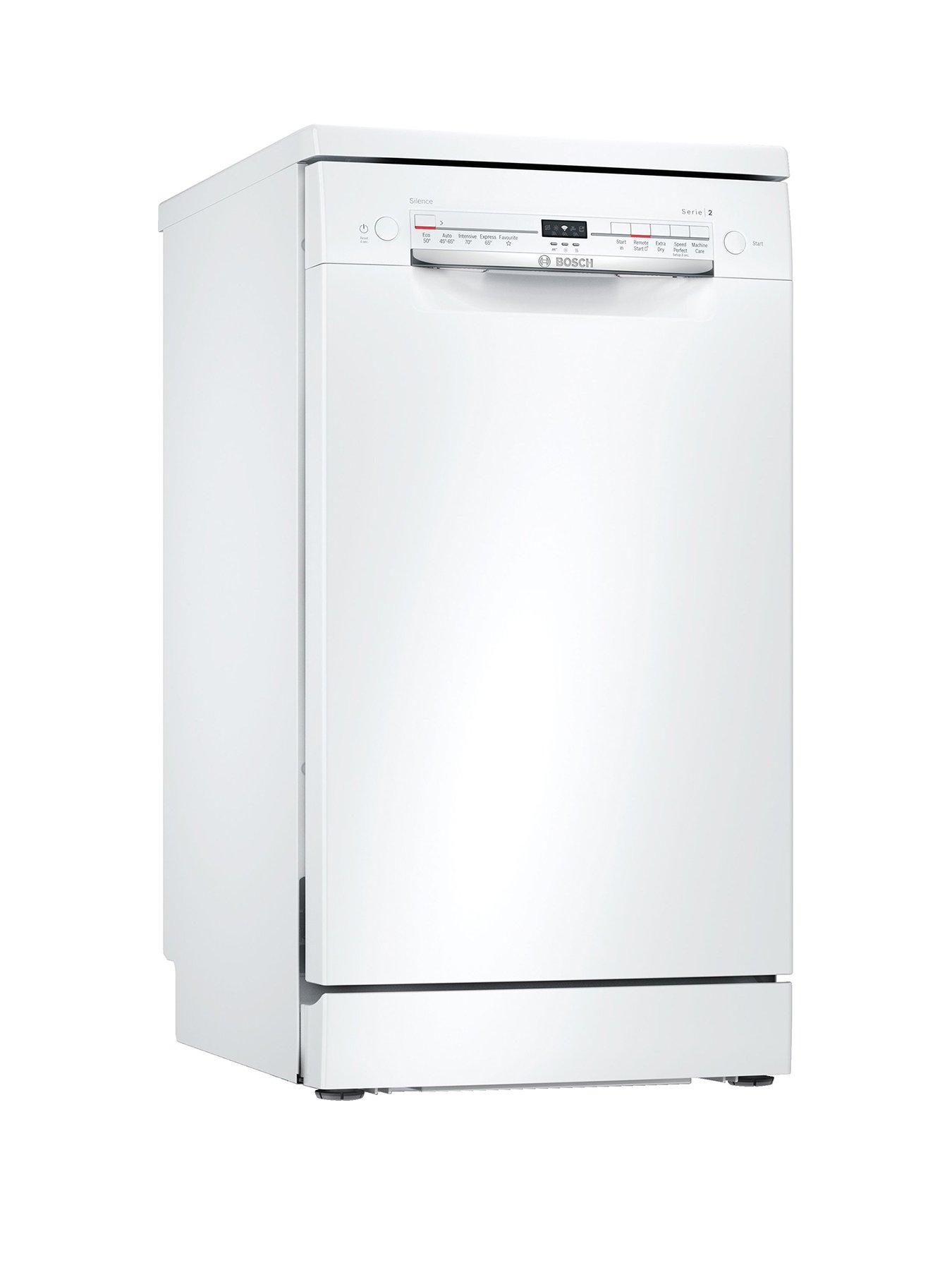 Product photograph of Bosch Sps2ikw04g 9 Place Settings Slimline Freestanding Dishwasher - White from very.co.uk