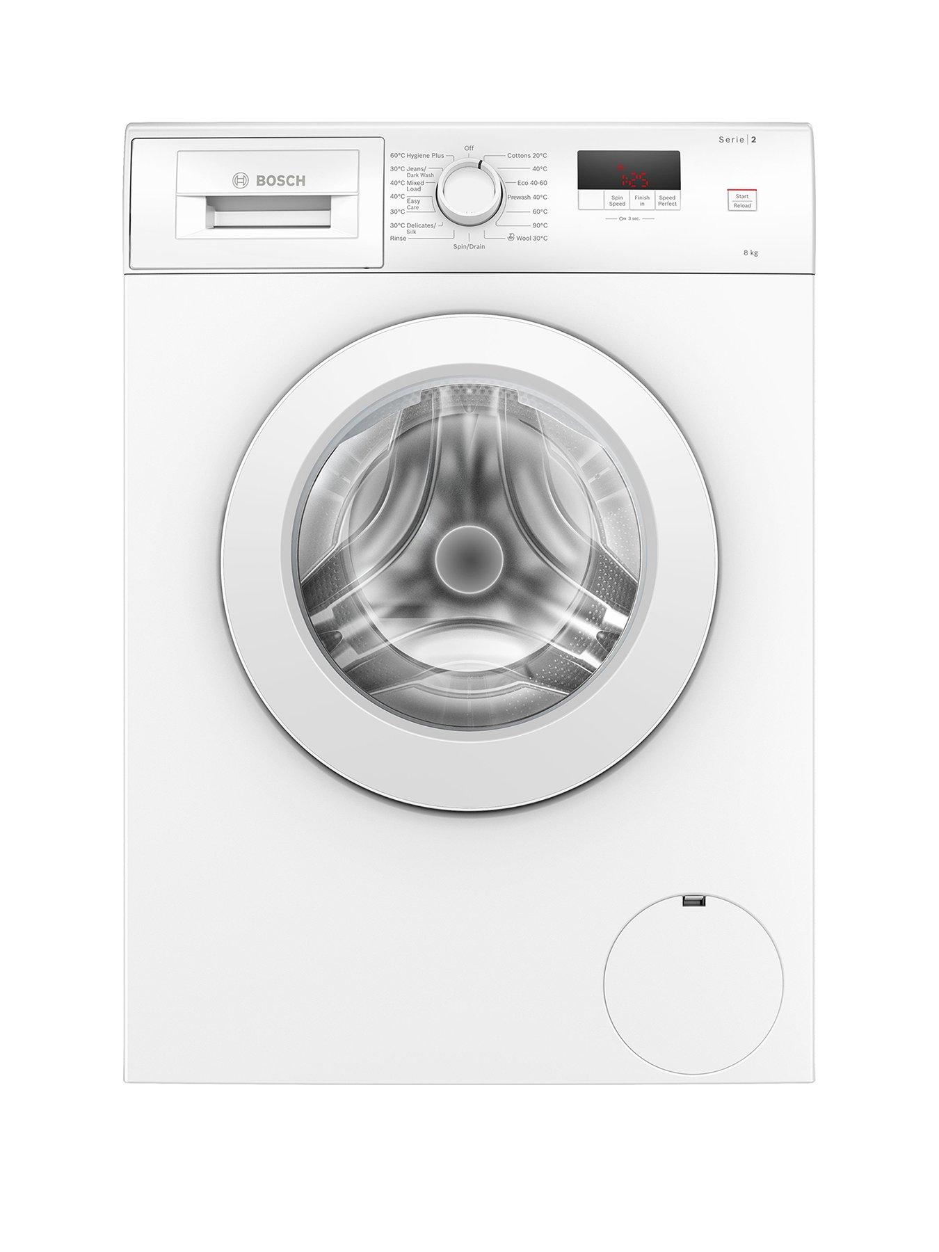 Product photograph of Bosch Waj28002gb 8kg Load 1400rpm Spin Freestanding Washing Machine - White from very.co.uk
