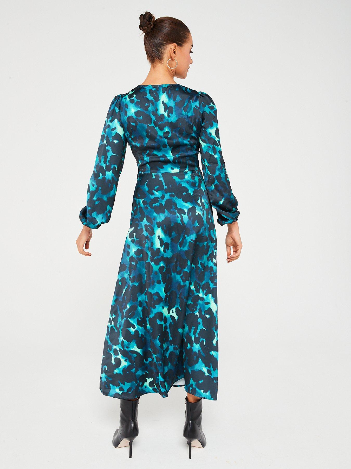 Long sleeve printed midi 2024 dress