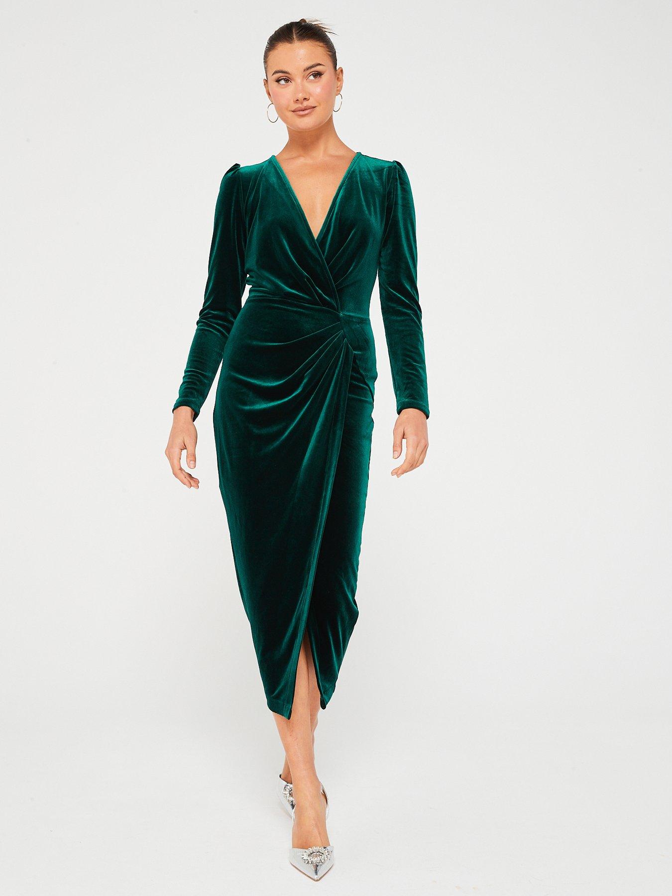 Green velvet store wrap dress uk