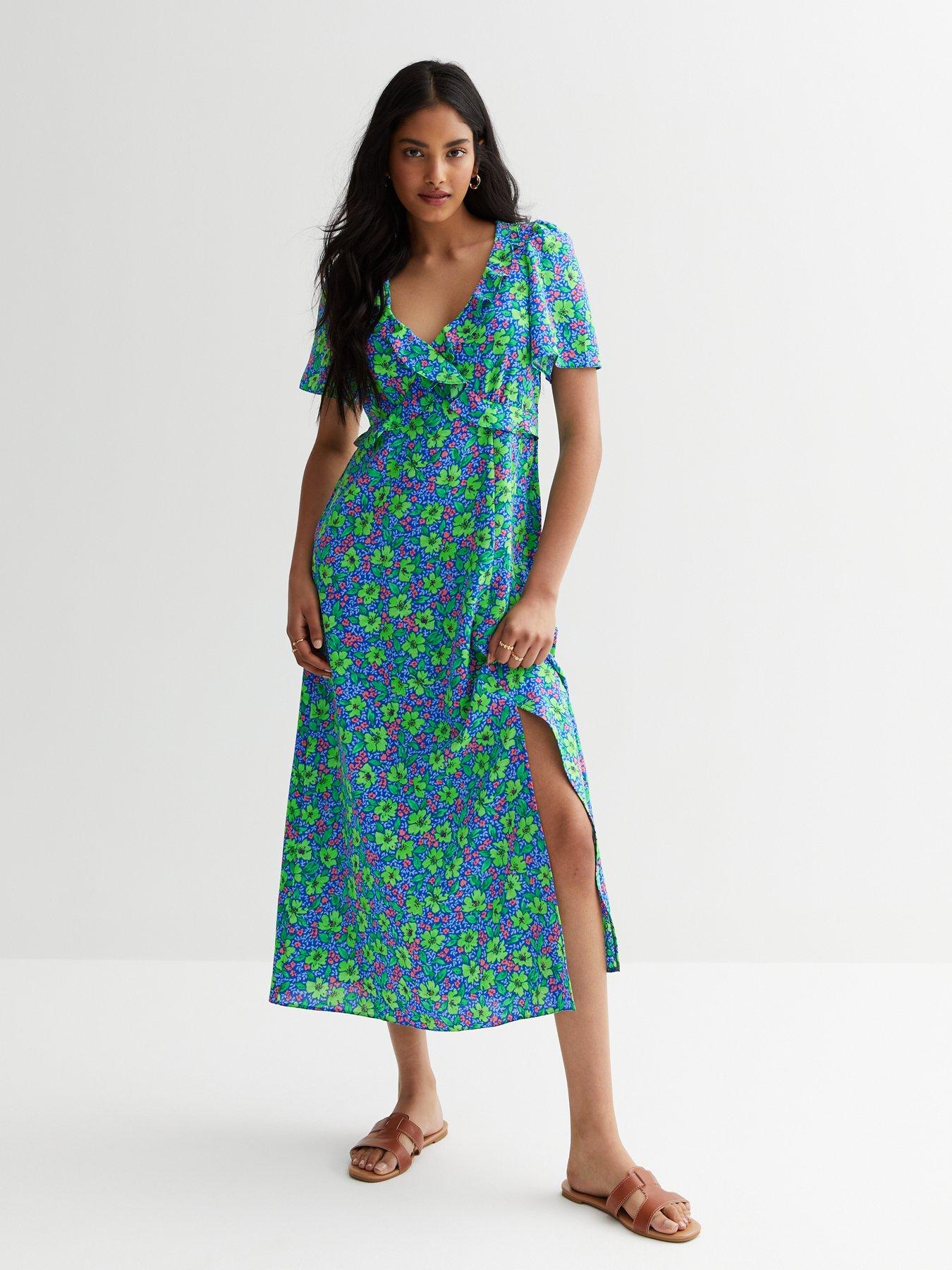 Ruffle midi dress uk sale