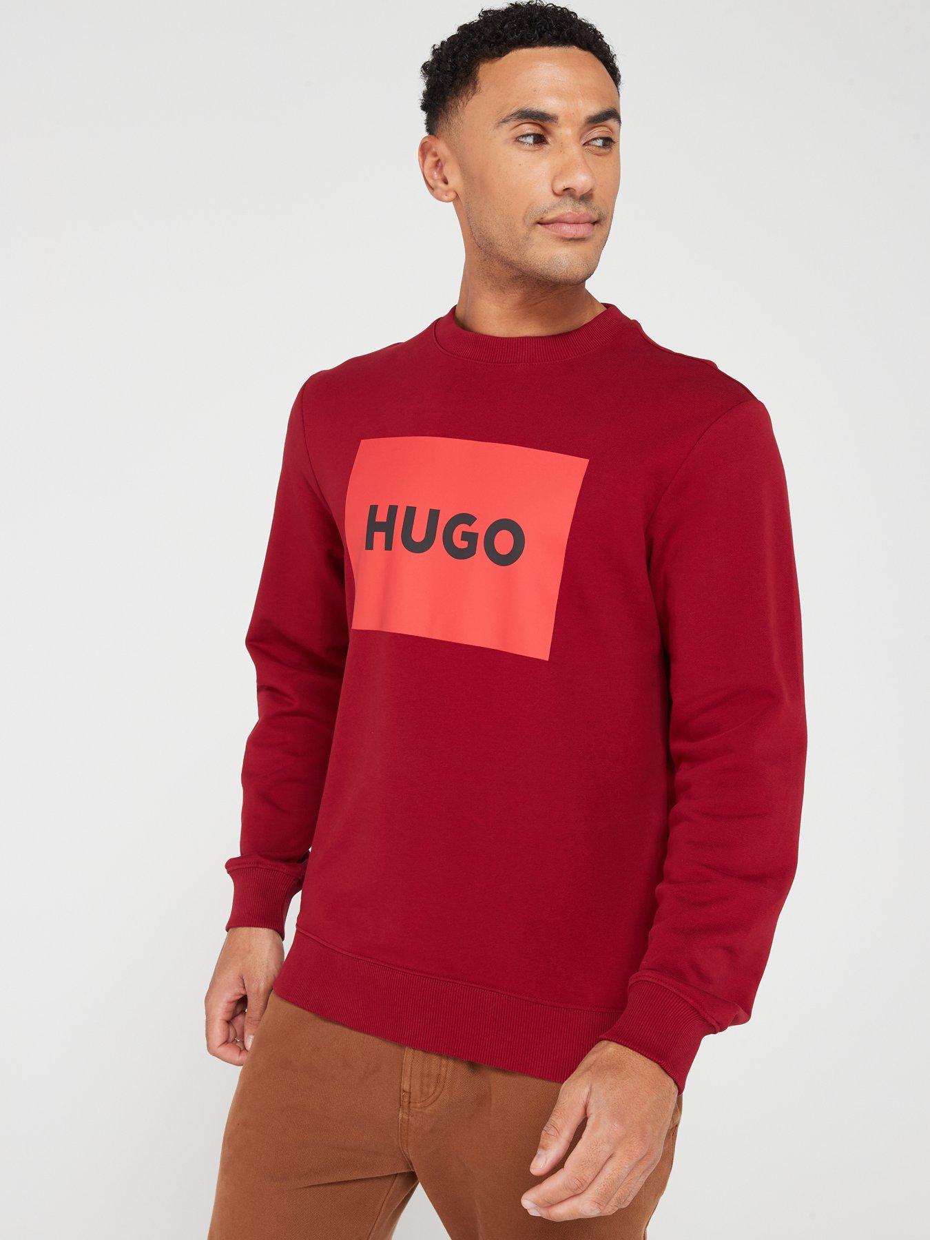 HUGO - Zip-up hoodie with flock-print stacked logos