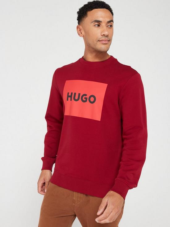 front image of hugo-large-logo-sweatshirt--red