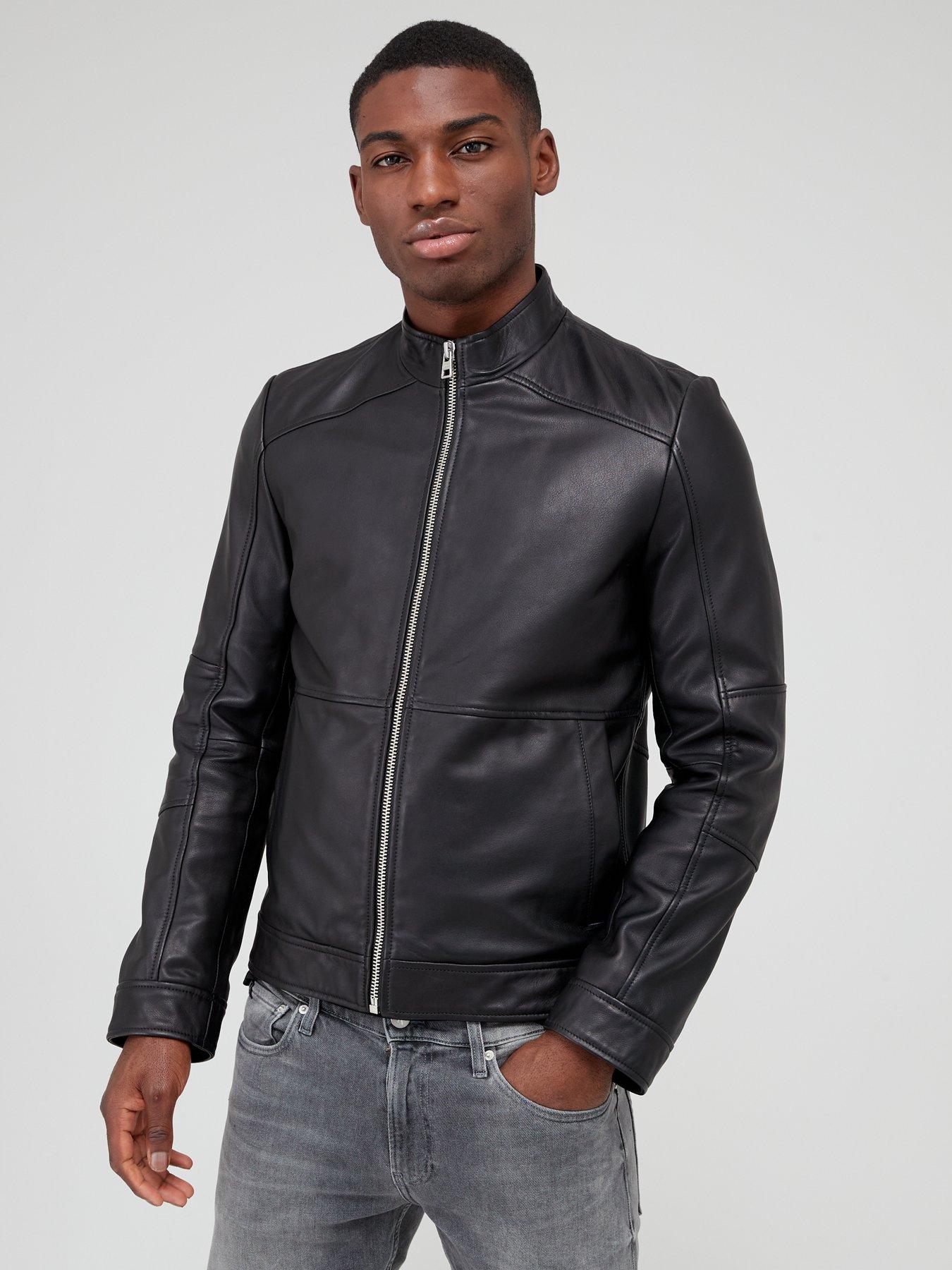 Hugo leather clearance jacket